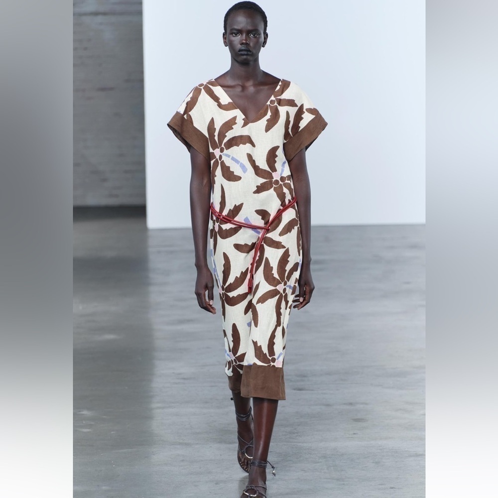 New ZARA Linen Blend Tunic Dress ZW Collection